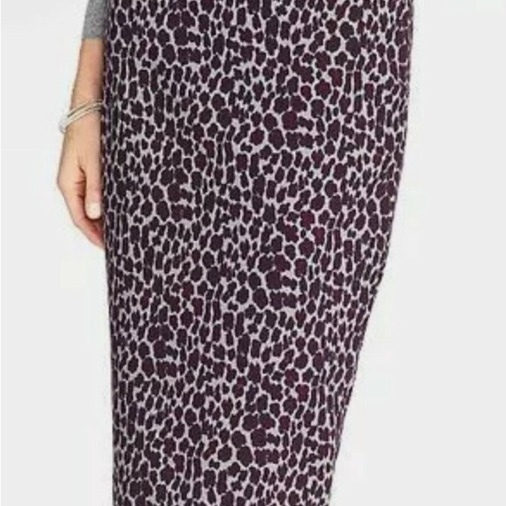 Talbots Black and Deep Purple Leopard-Print Pencil Skirt